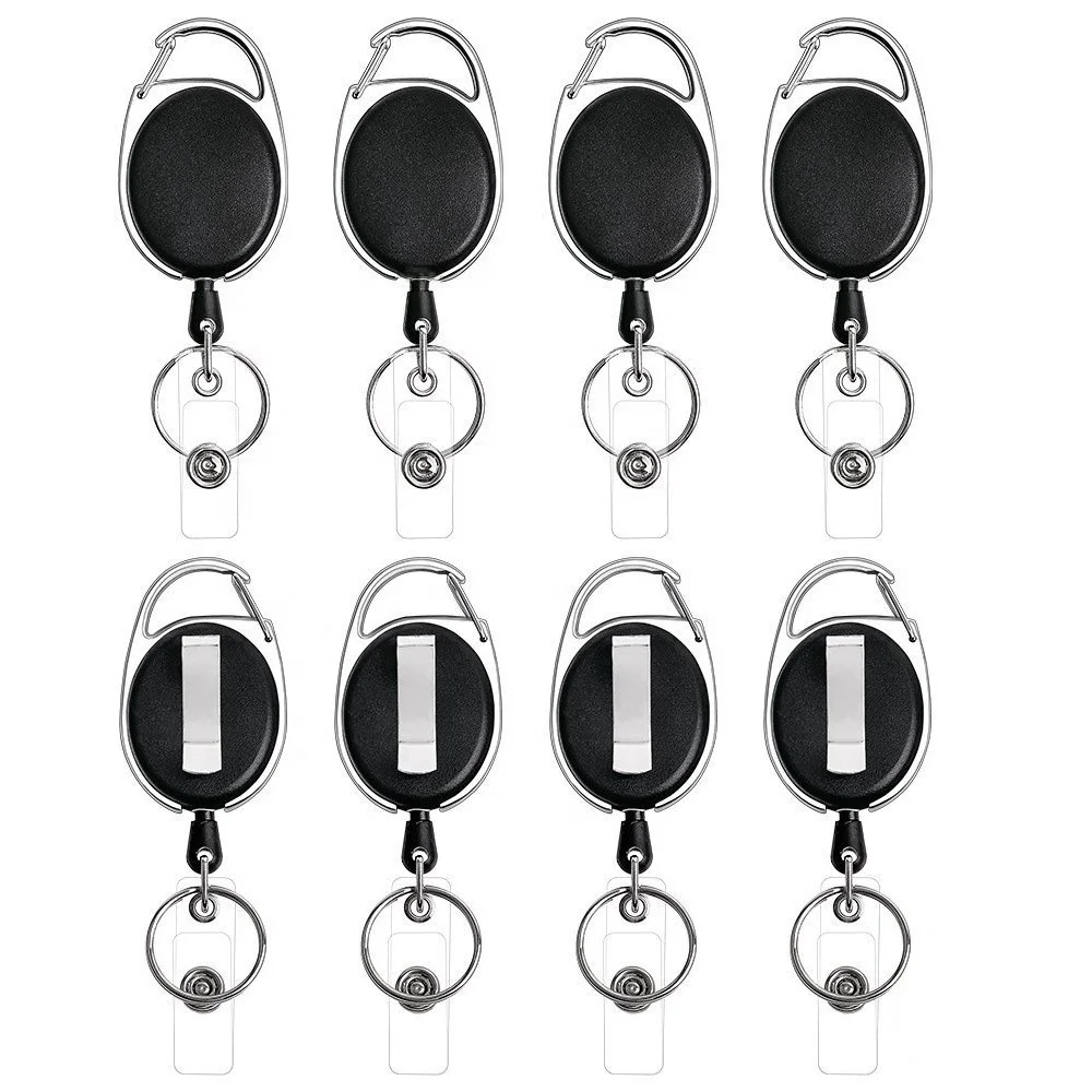 
Oval Shape Easy-pull Metal Back Clip Retractable Keychain Badge Reel 