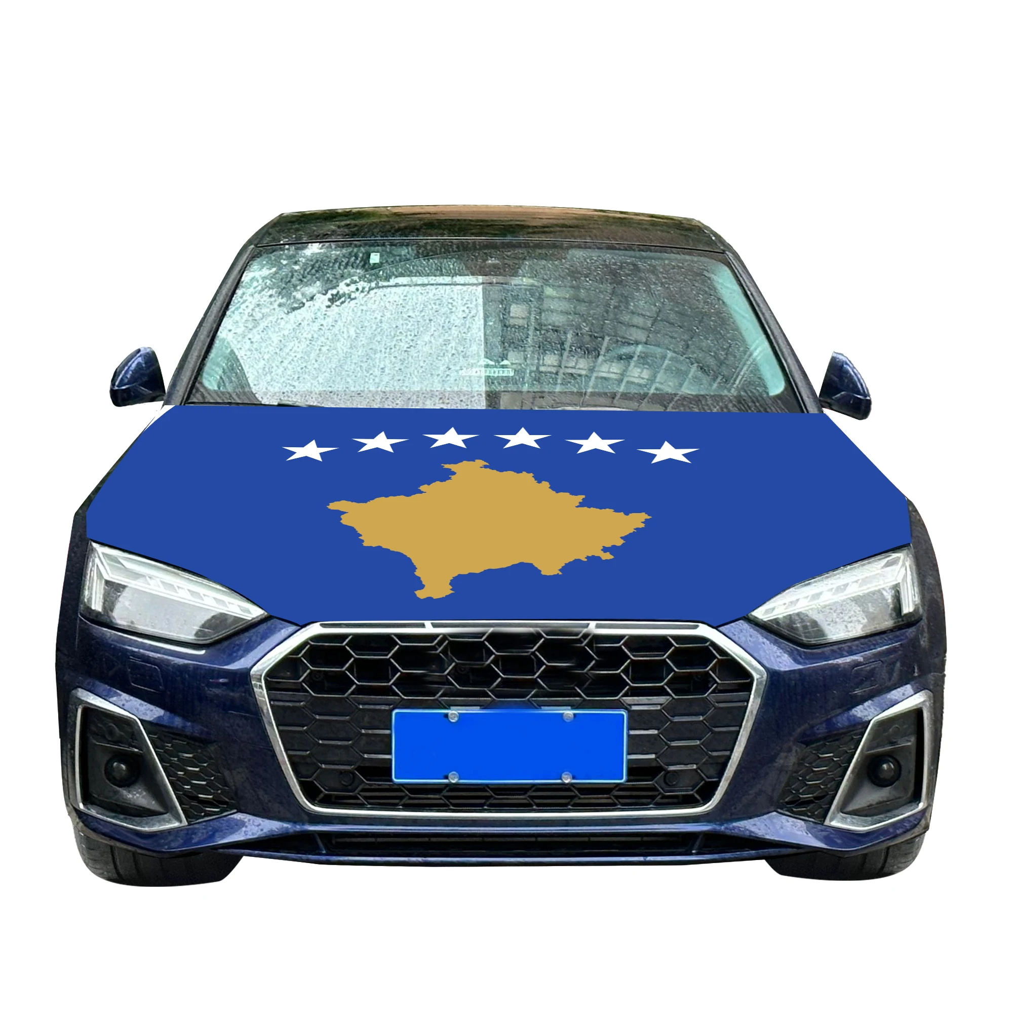 Доступная национальная крышка капота автомобиля флаг Косово двигателя Прямая продажа с завода полиэфирная ткань