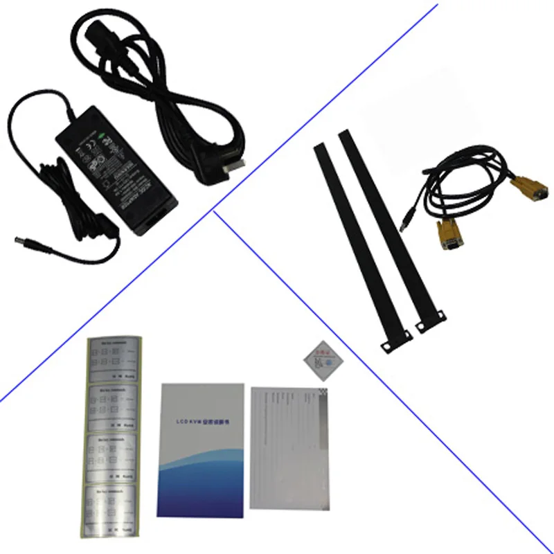 17 inch 1u rackmount 4 port VGA KVM switch USB cable KVM console