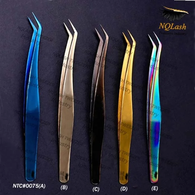 Professional Russian Volume Extension Tweezers / High Quality Rainbow Tip & White Color Eyelash Extension Tweezers From NQLASH