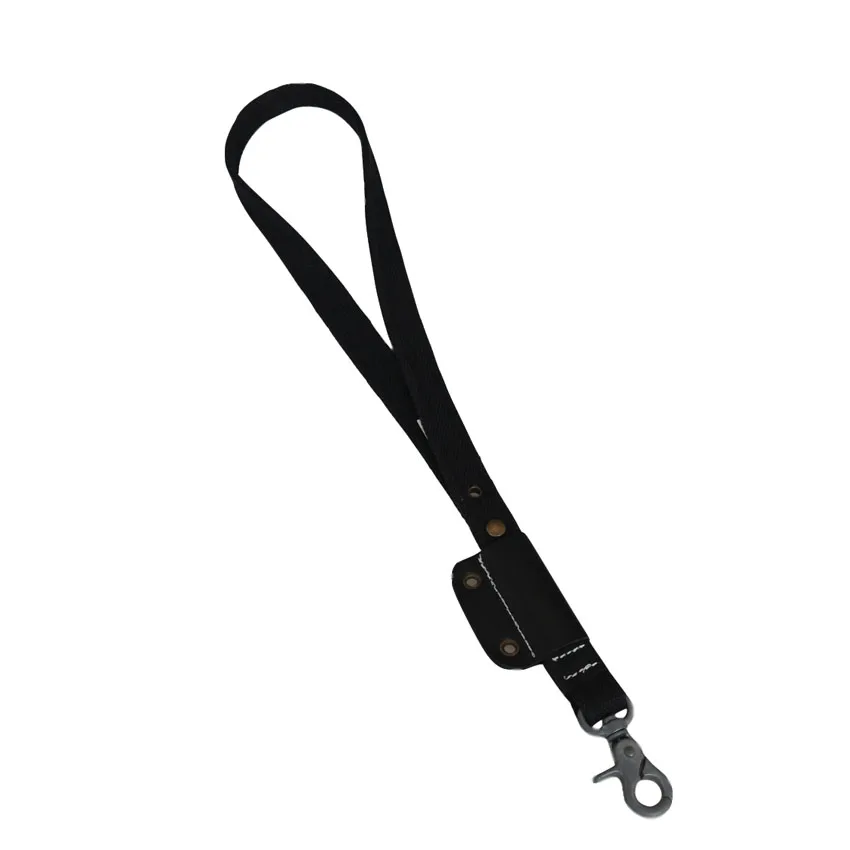 Black rugged lanyard custom OEM rivet neck strap for key and wallet