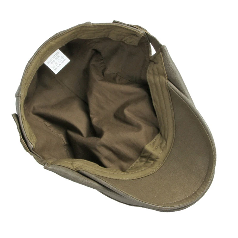 Wholesale Vintage PU Leather Flat Newsboy Cpas Adjustable Painter Hat Black Ivy Hats For Women Men