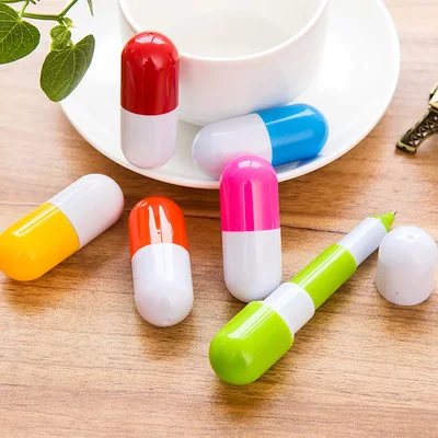 Promotional Cute Vitamin Capsule Ball Pen Custom Logo Mini Plastic Pill Ballpoint Pen