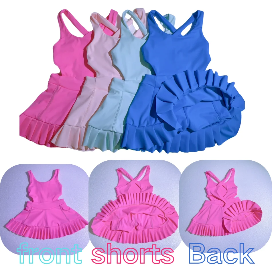 Wholesale Girls Custom Printed Golf Tennis Dress Wear Apparels Sports Skirts Badminton Lawn Tennis Sports Wear Tennis Dress