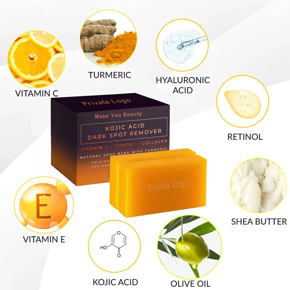 New Nature Organic Original Honey Kojic Acid Skin Whitening Soap Private Label Wholesale Lemon Turmeric and Kojic Acid Soap
