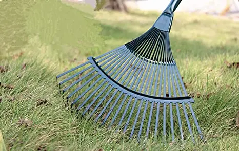 garden supplies carbon steel 22 teeth grass rakes leaf rake lawn rake
