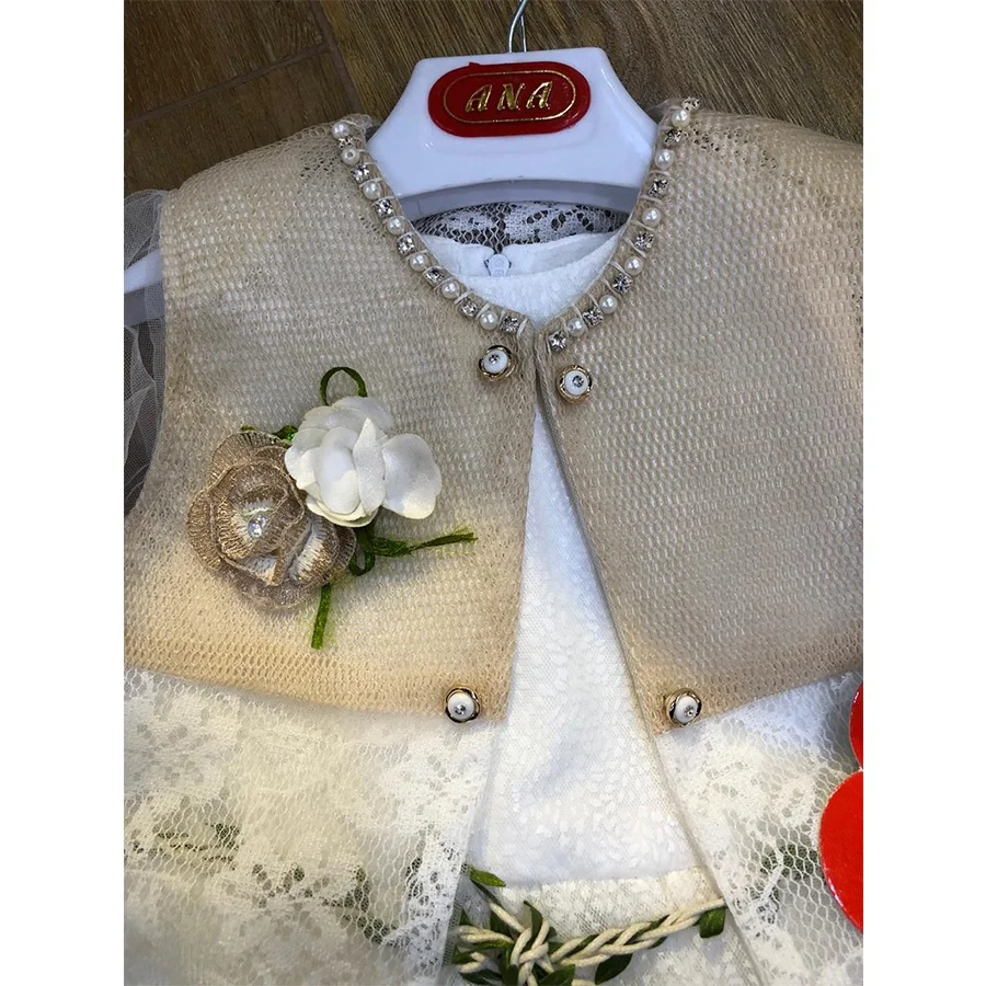 kids dress gown coat with white frock