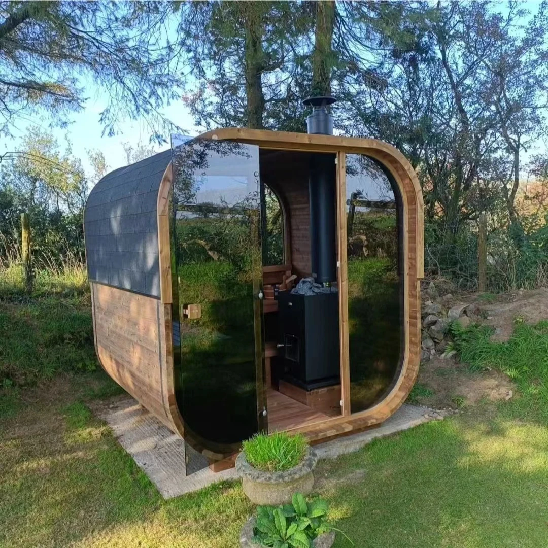 Outdoor Sauna Room 2-4 Persons Mini Small Size Wooden Square Tub Sauna Barrel