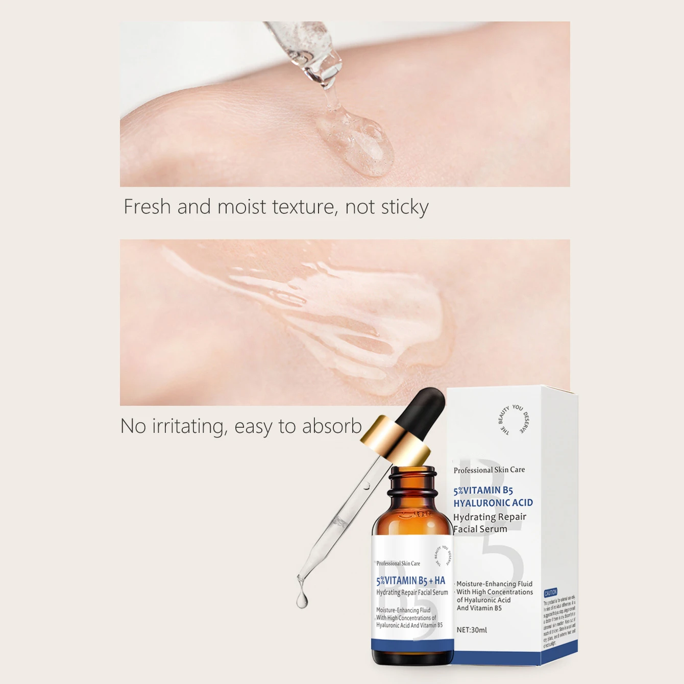 Wholesale Private Label OEM serum Moisturizing Anti-aging Repairing Anti-wrinkle korean cosmetics 5%vitamin b5 hyaluronic acid