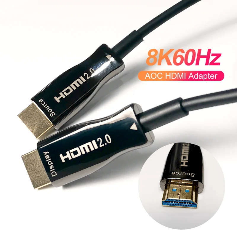 Wholesale active fiber optic cable AOC HDMI adapter male to male cable for TV AV audio and video 8K display port cable