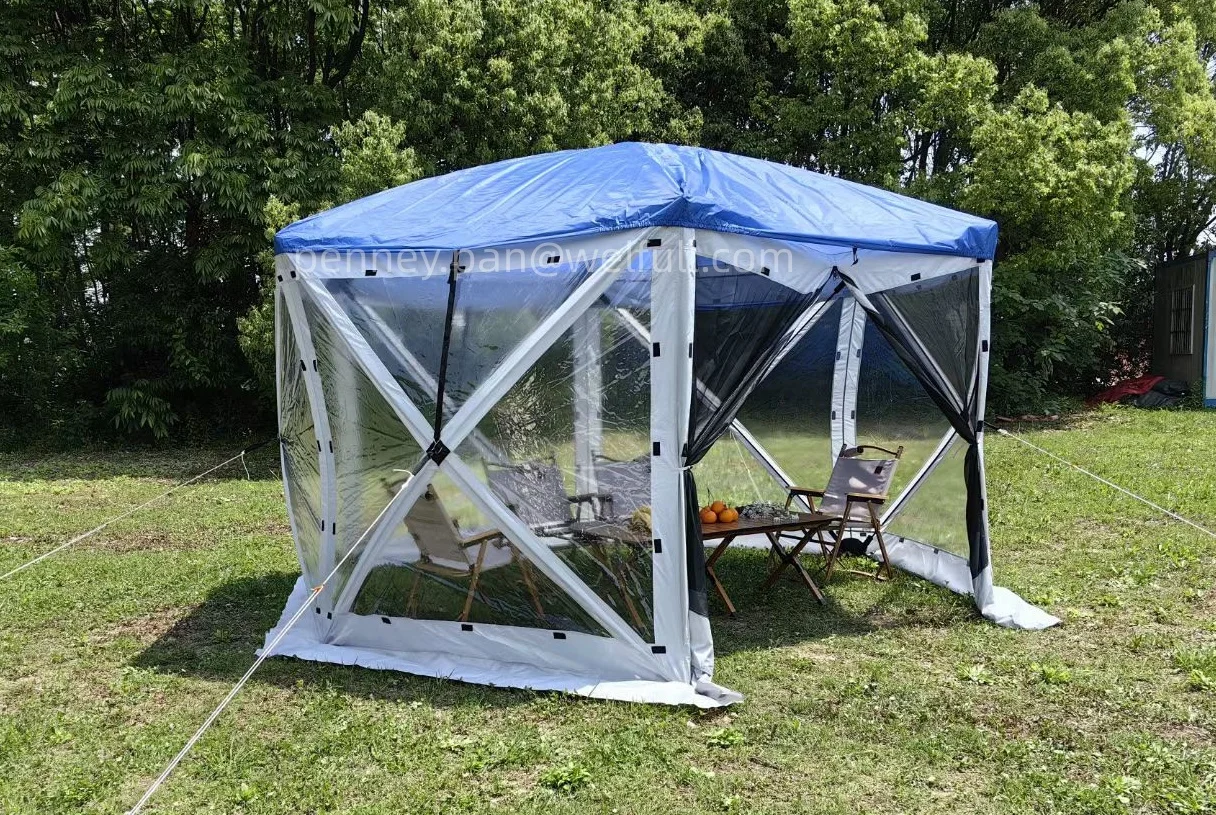 6-sided Hex Large Pop Up Outdoor Instant PVC Transparent  Igloo Ten Screen House Screened Canopy Clear Bubble Tent