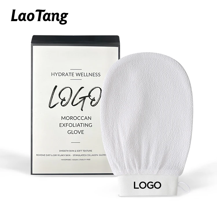100 Pieces Can Be Customized Logo Durable Moroccan Hammam Glove Exfoliating Bath Mitts for Deep Cleaning Dead Skin