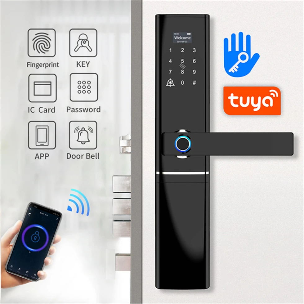 TOPTEQ H2 Magnetic Door Lock Handle Door Lock Smart Fingerprint Tuya Door Lock
