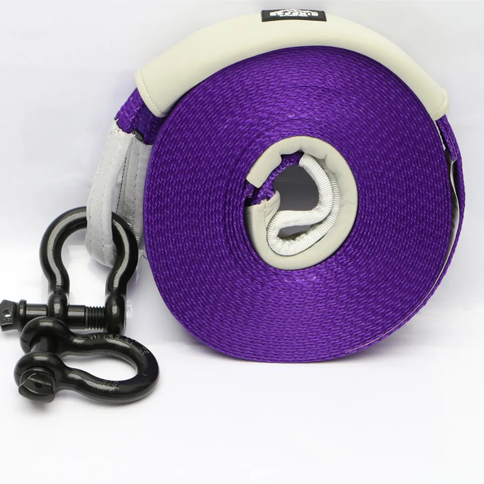 Спасательный буксировочный трос для лебедок фиолетовый ремешок съемки грузоподъемность 4500 кг 55 мм x 20 м всех транспортных