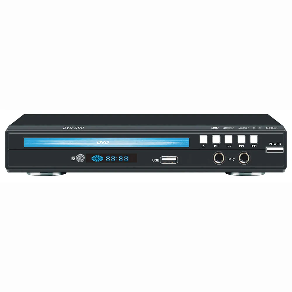 DVD player used for  home  with usb card reader DVD VCD SVCD CD MP4 MP3 copying karaoke 2.1 channel multi-funciton player