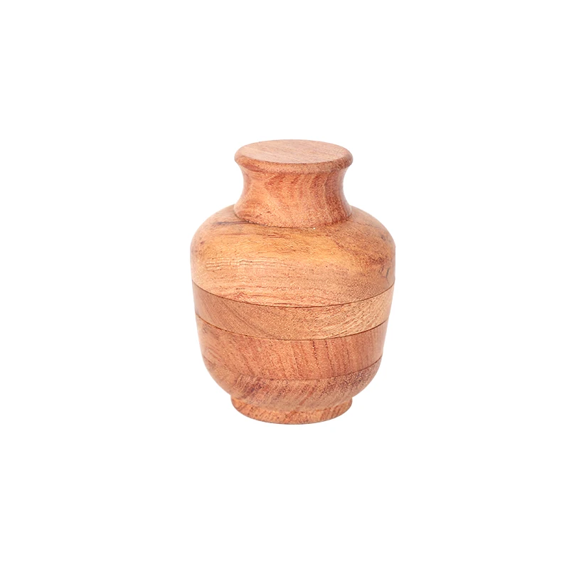 China logo printed free sample crusher jar shape spice magnetic custom wholesale tobacco wooden bamboo wood herb grinder
