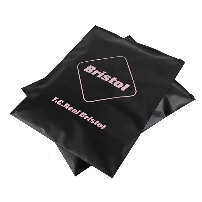 Custom own logo high quality waterproof eva black frosted zipper bag for clothing