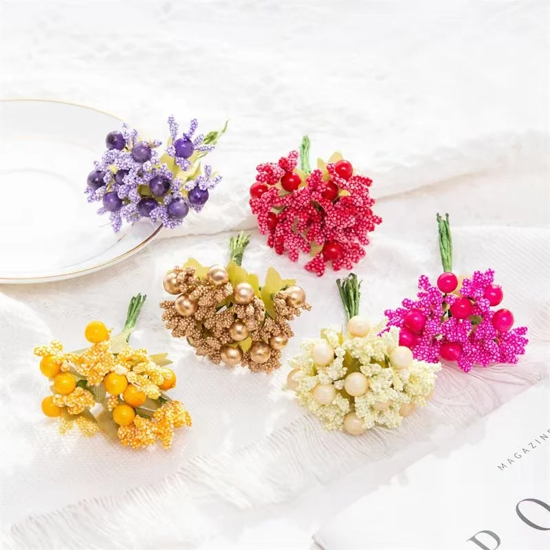 Mini Christmas Artificial Frosted Berries for Festival Holiday and Home Decor