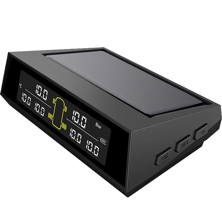 Hot sale products TPMS Car Tire Pressure Alarm Monitor System Solar Charging LCD Display 4 External Sensor Temperature Sensor