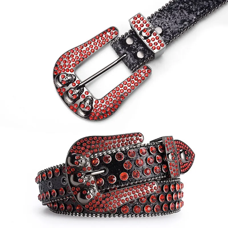 Colorful Bling Bling Diamond Belts Men PU Leather Crystal Studded Waist Strap For Formal Dress Western Rhinestone Belt