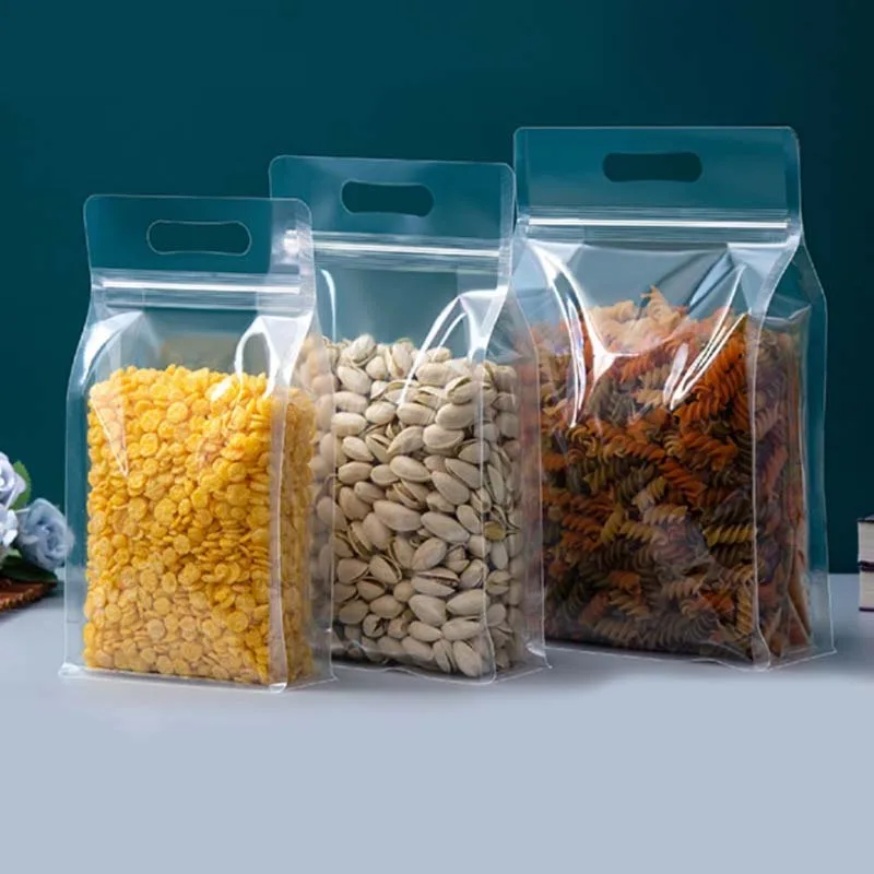Food Grade Plastic Resealable Stand up Sealed Bag with Zipper Transparent Candy Coffee Pouch for Sugar Noodles Coffee Silver