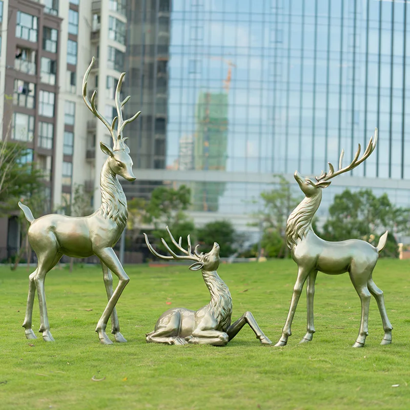 sculpture outdoor Customized statue brass bronze Custom animal image bronze deer sculpture