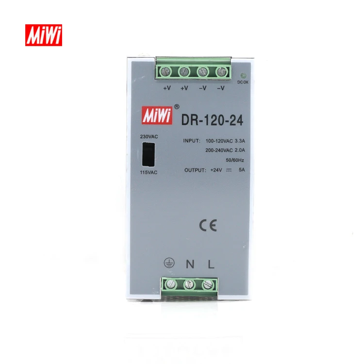 Импульсный источник питания MIWI DR-120-12 с креплением на Din-рейку переменного тока в постоянный ток 12
