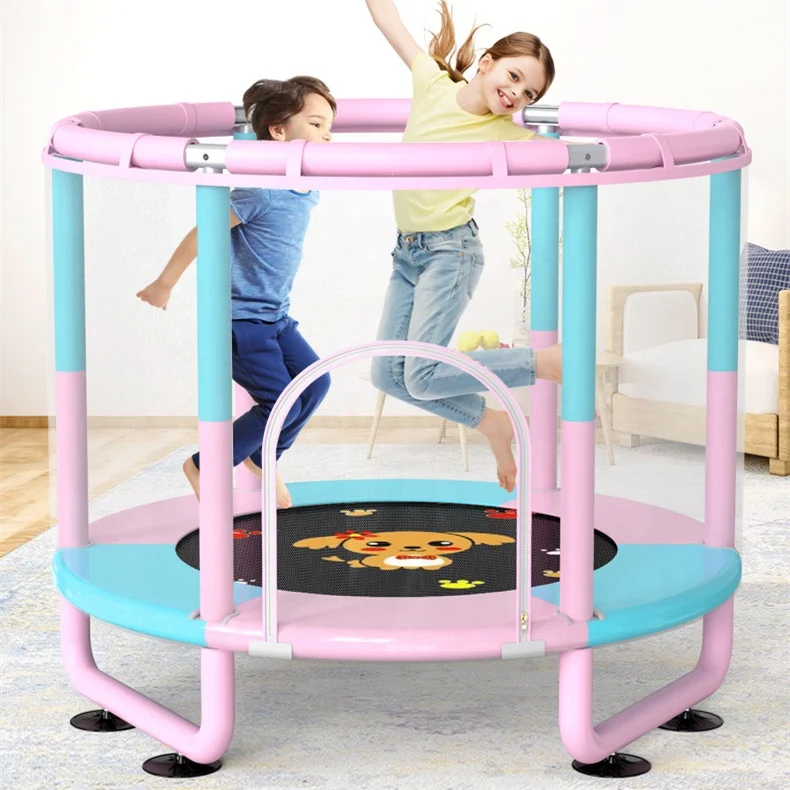 Large Space 5 FT Kids Trampoline Safety Enclosure Net Children Mini Trampoline Indoor Outdoor Fitness Gym Jumping Bed