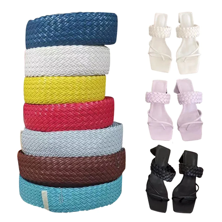 Shoes upper MOQ 500 yard wholesale ladies sandal shoes accessories knitted upper slipper woven upper