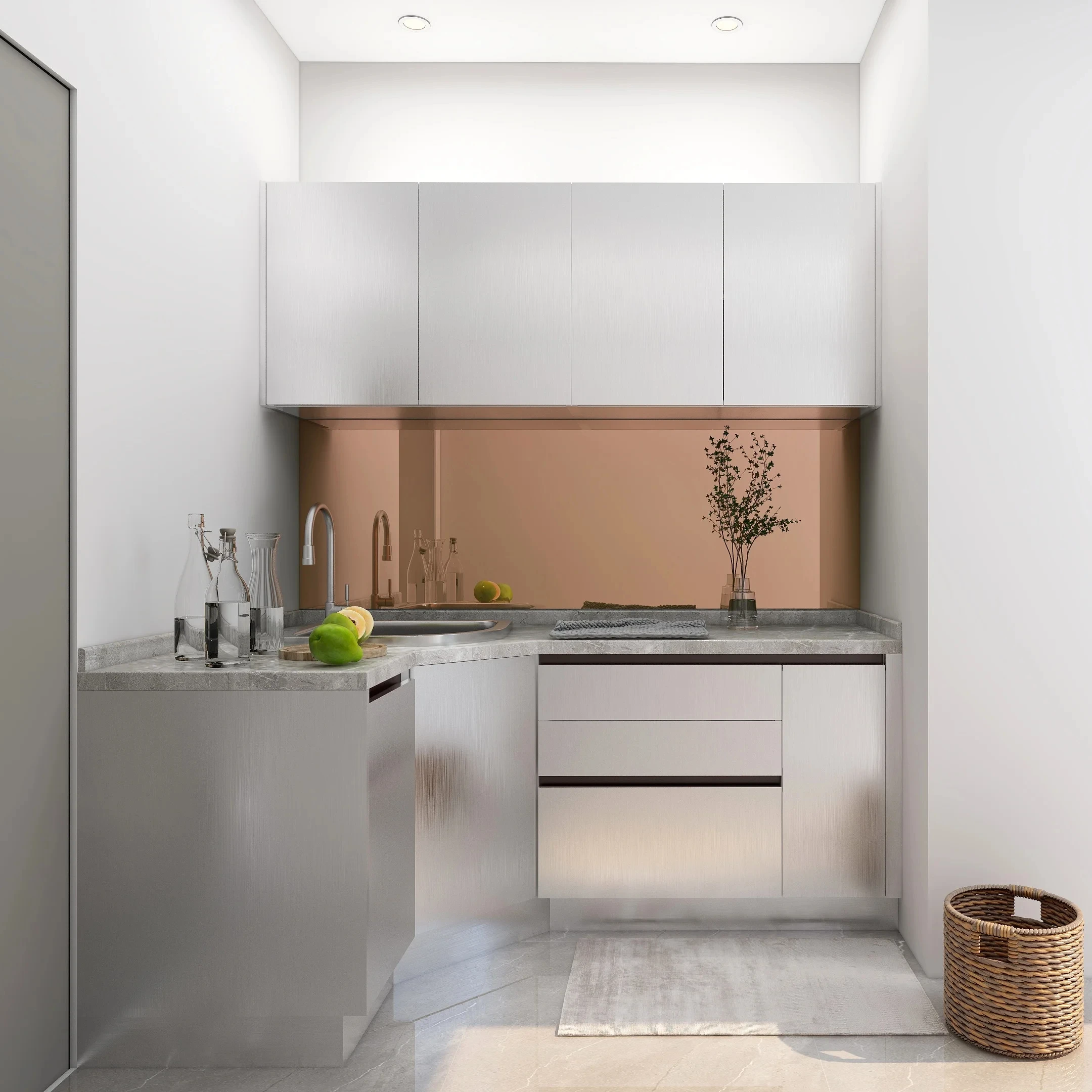 Home Furniture Smart Customized Modern Pantry Storage Cabinet Ready to Assemble For Stainless Steel Kitchen Unit