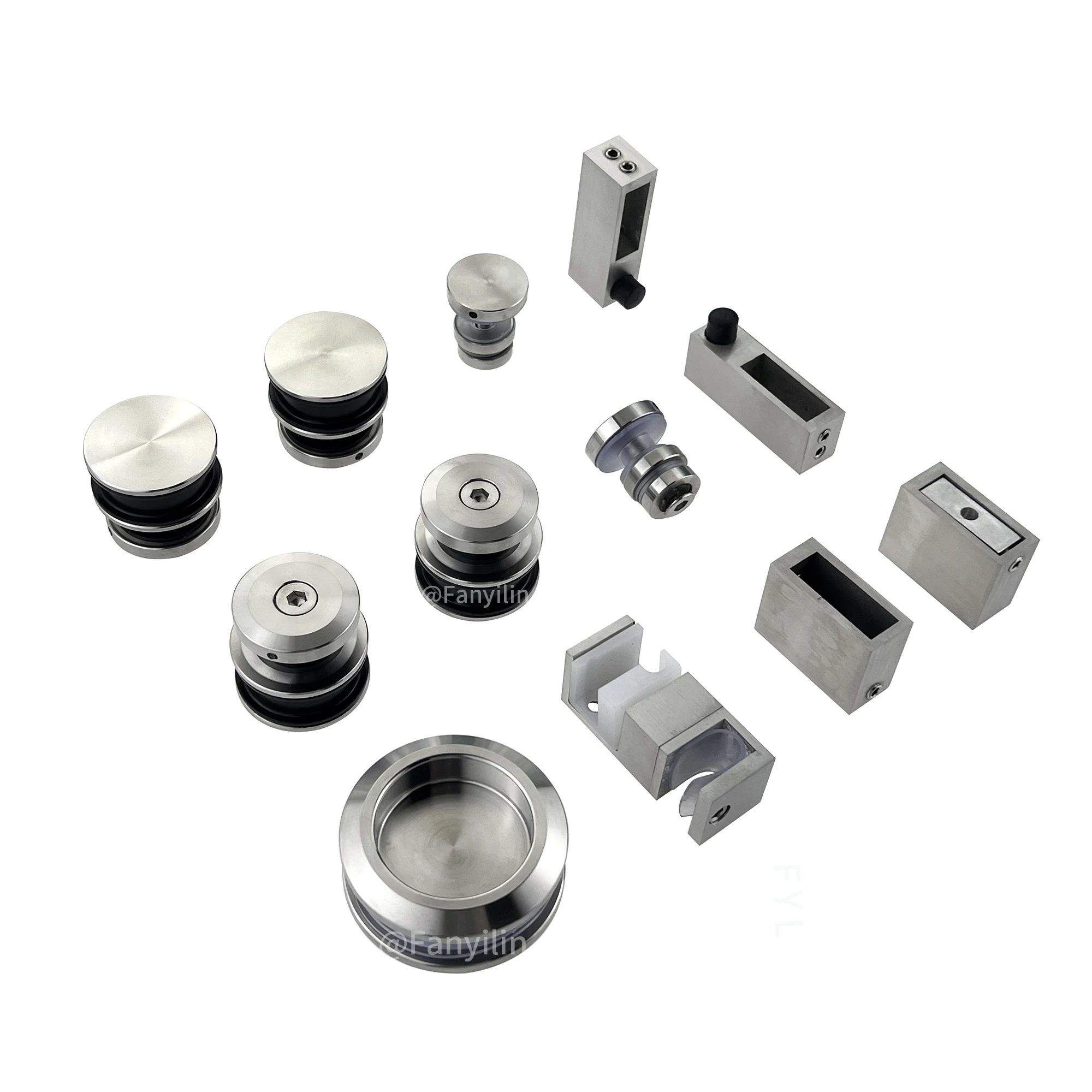 shower glass door hardware door slide rail system 4 wheels sliding door roller set Conjunto de ferragens para portas deslizantes