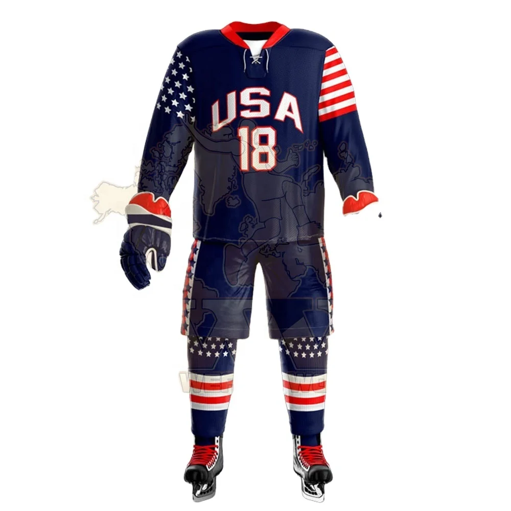 ice hockey uniform Latest design 5Xl plus size custom embroidery hockey hoodie sublimation training ice hockey uniform set