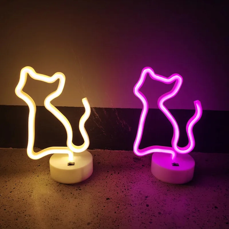 Custom Neon Lamp Sign Plug in Wall Light Led cat with base neon lamp Modeling lamp Creative room furnishings Night light