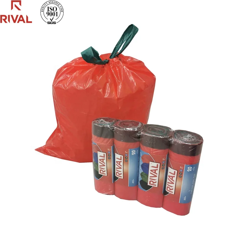 30 liters ldpe garbage bag, plastic garbage bags, yellow trash bags black bin bag liner printing refuse bag