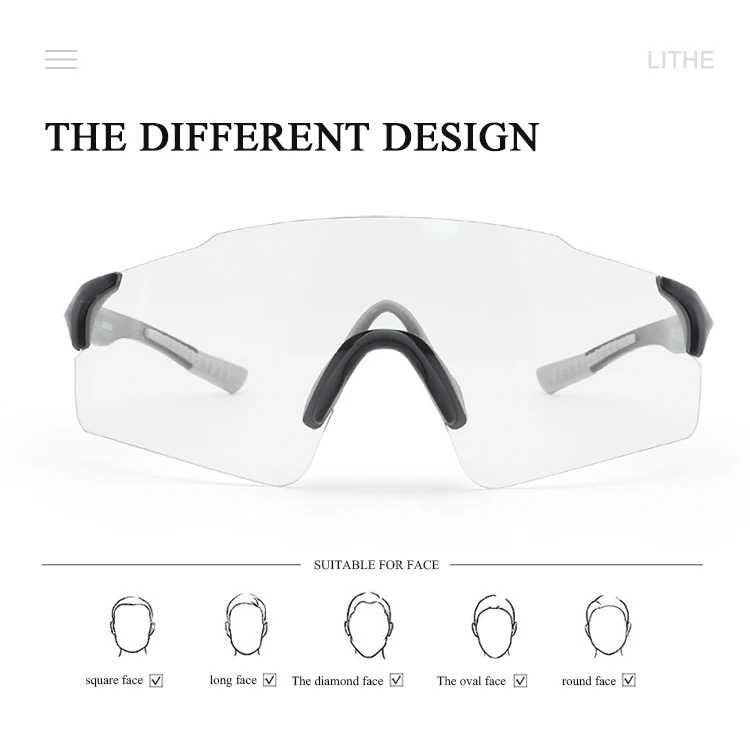Outdoor HD tac driving frameless glasses clear lens changing photochromic sports cycling sunglasses for men woman biking