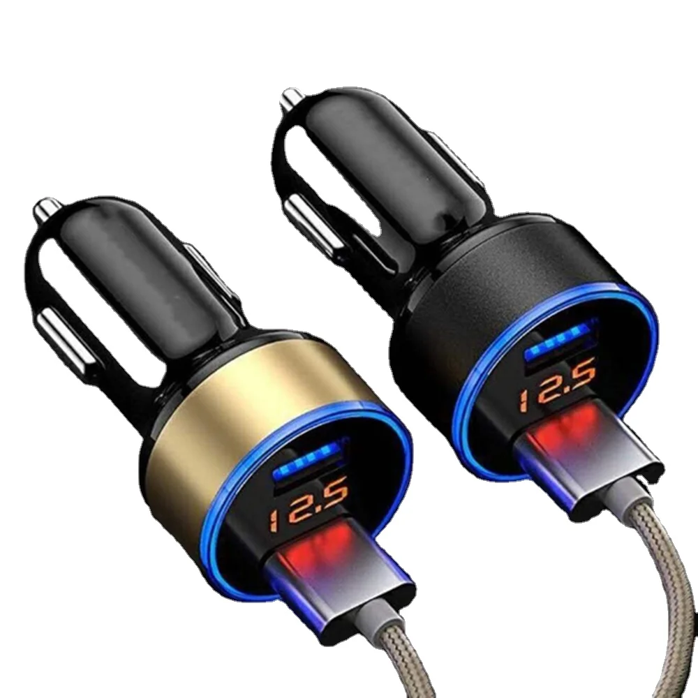 Dual USB QC3.0 Car Charger LED Voltmeter Portable Adapter Durable Universal Lighter For Mobile Phones Auto accessories