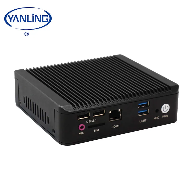 YanLing Nano ITX безвентиляторный четырехъядерный J1900 г 3G слот для sim-карты мини-ПК с 2 Lan