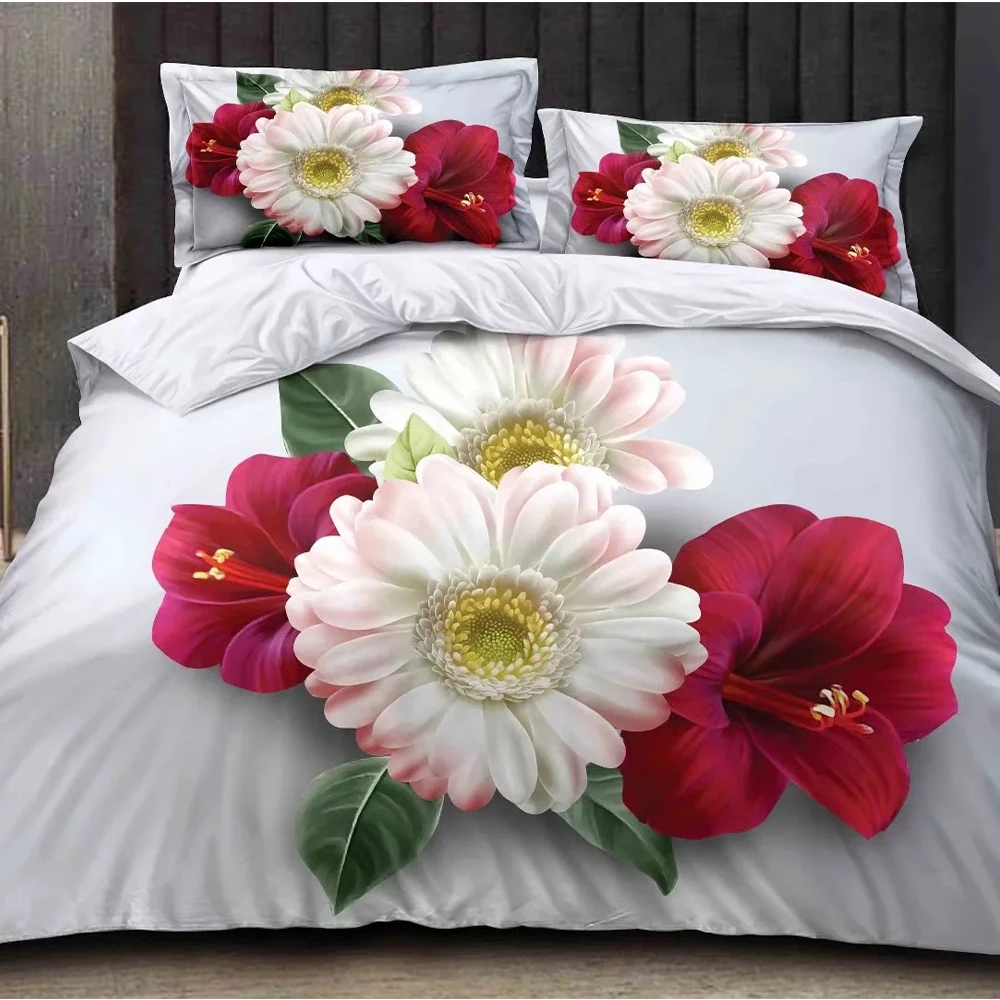 100%Polyester Color Printing duvet cover sets  Bed Sheet Cloth 3D Polyester Fabric Duvet Cover Comforter Set