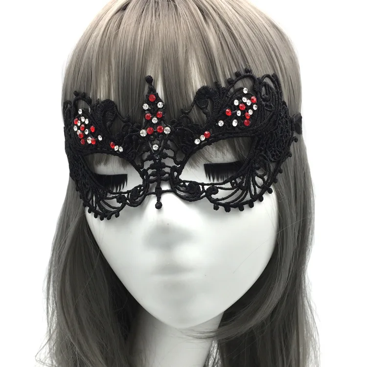 New Halloween Props Half Face Mask Prom Female Sexy Black Diamond Lace Sexy Eye Mask