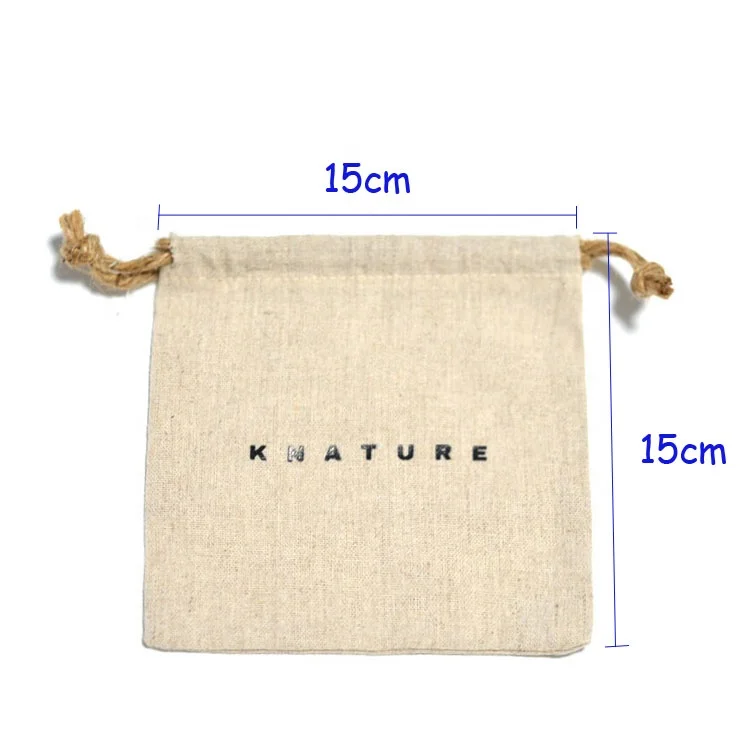 100% linen fabric small drawstring pouch bag jute sack LN-60