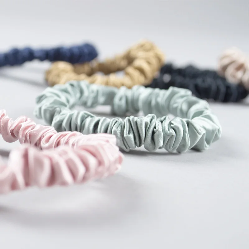 High Quality 1cm Width 100% Silk Hair Scrunchie Mulbery Silk Scrunchies For Hair
