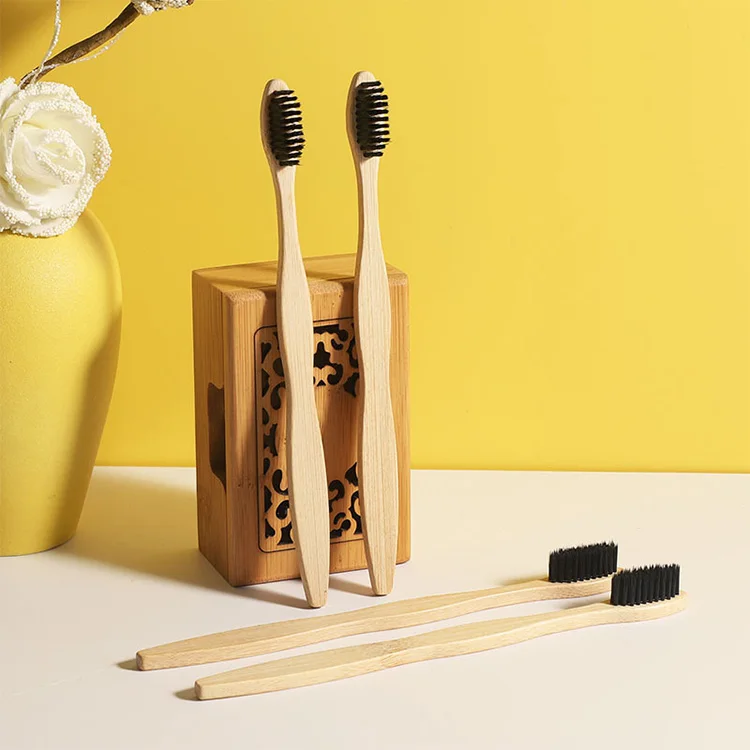 High quality bamboo toothbrush with travel case dental floss kit