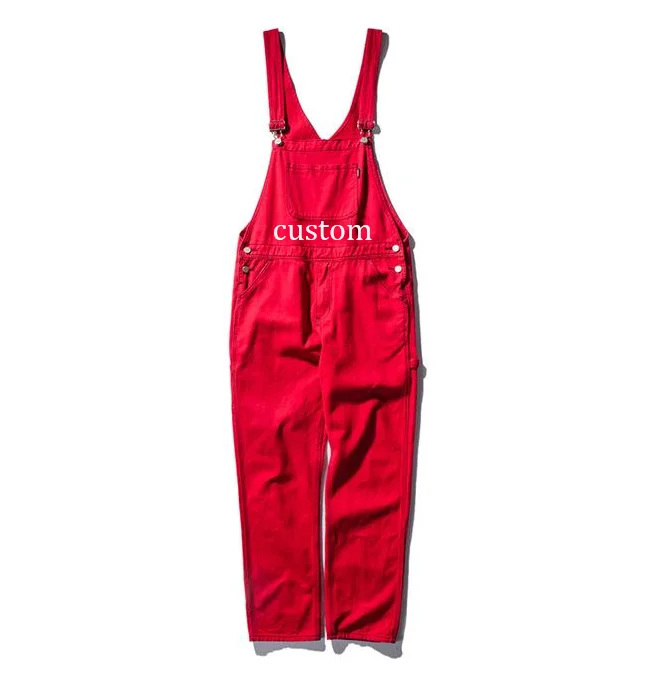 Оптом оптом джинсы Синий Черный Красный подтяжки с высокой талией повседневные брюки джинсовые комбинезоны для мужчин