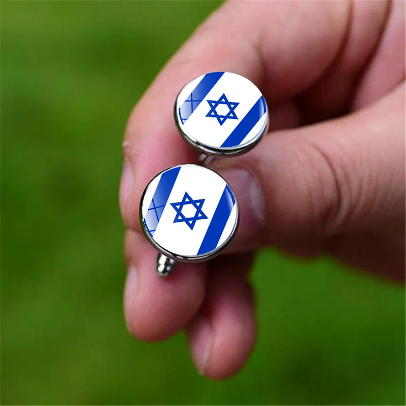 Wholesale Palestinian flag Cufflinks Custom Logo Time Gemstone Shirt Cufflinks Button Customization Cufflink For Man
