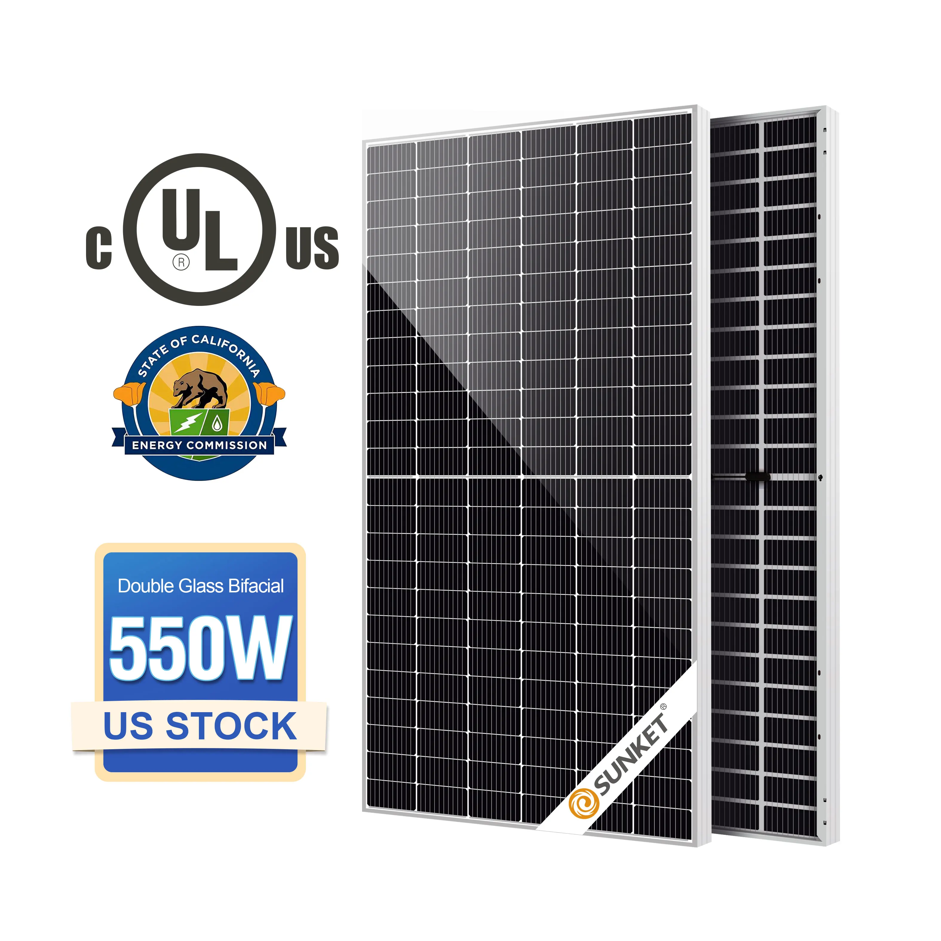 Sunket Thailand Factory Bificial Mono 550w Solar Panels In Thailand Solar Panel China Price 550w Solar Panel Haiti