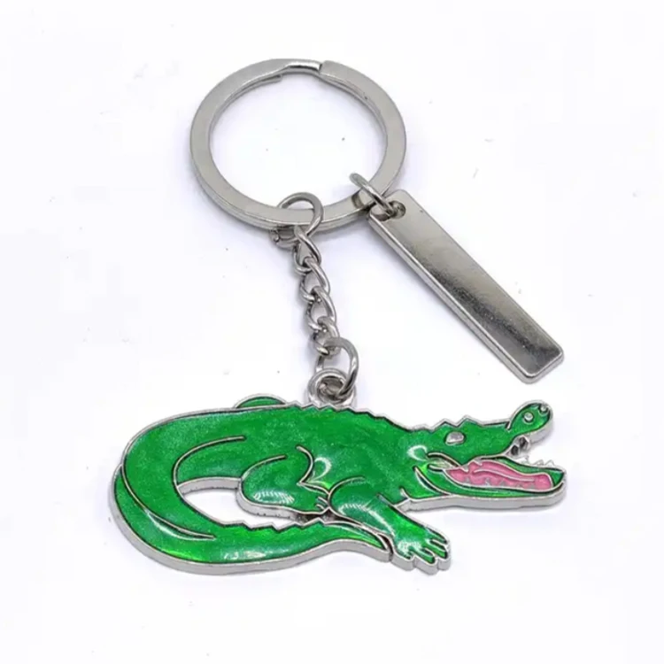 Custom logo metal keyring zoo souvenir crocodile keychain