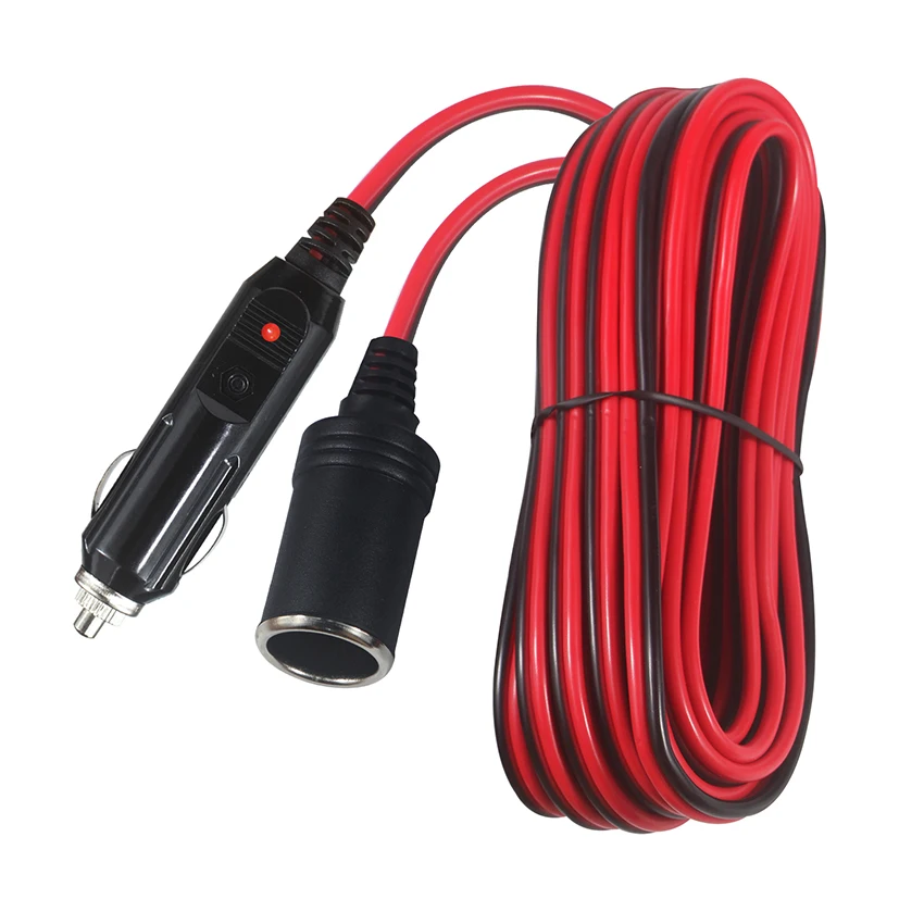 PVC Copper Wire Red And Black Cigar Cable Heavy Duty Cigarette Lighter Plug Male With Female Socket
