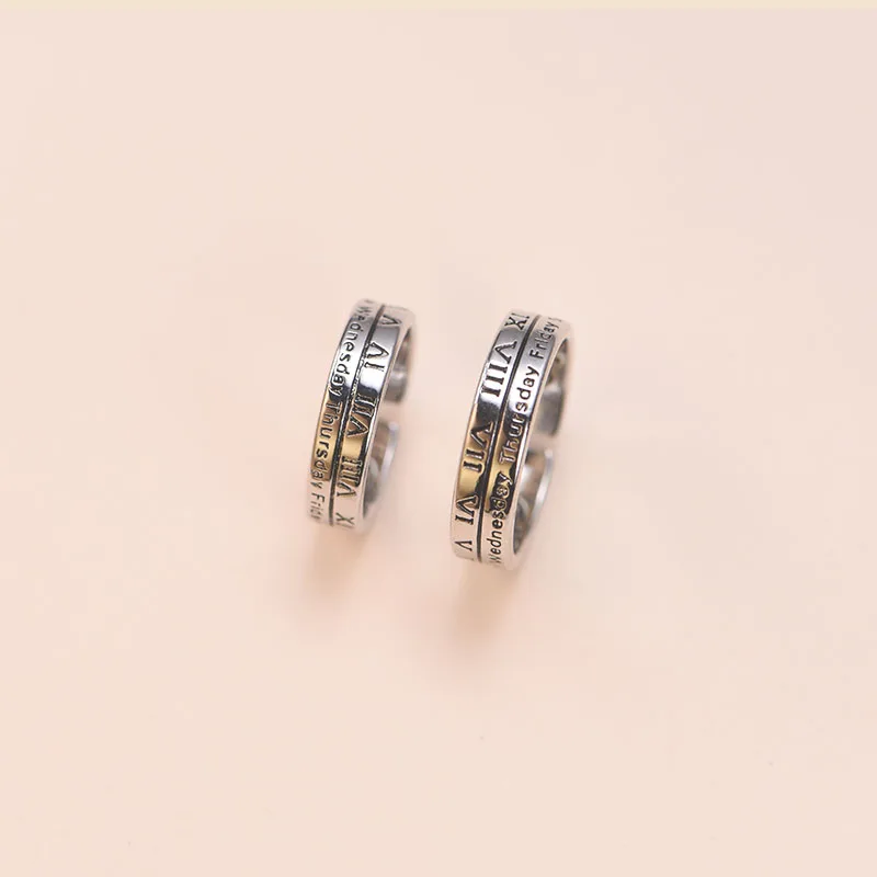 Couple Rings Letter Open Rings Roman Numerals Week Rings