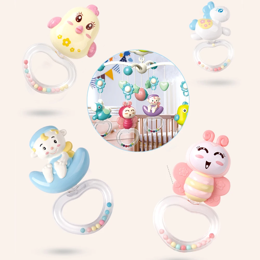 Sleep Music Multifunction Remote Control Musical Bed Bell Rattle Baby Toy Hanging Baby Music Bed Bell Crib Mobile