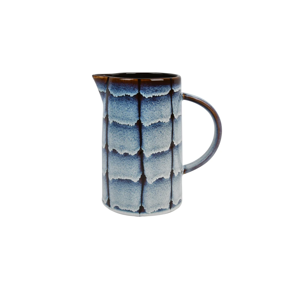 Vintage hotel restaurant large capacity big ceramic water tea jug reactive glaze porcelain milk pitcher for coffee